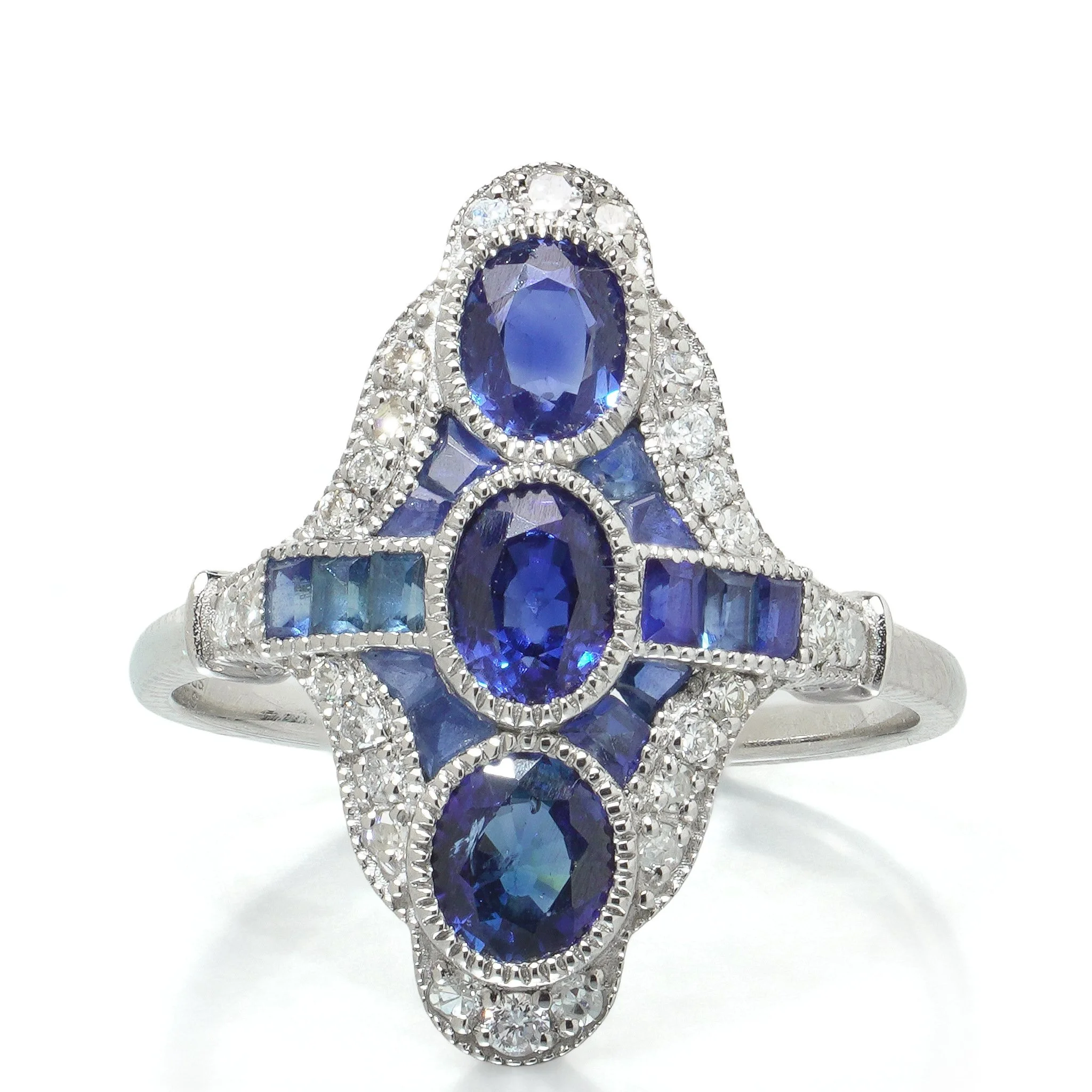 art-deco-style-platinum-three-stone-sapphire-and-diamond-navette-ring-05-head-Mozeris-Fine-Antiques.jpg