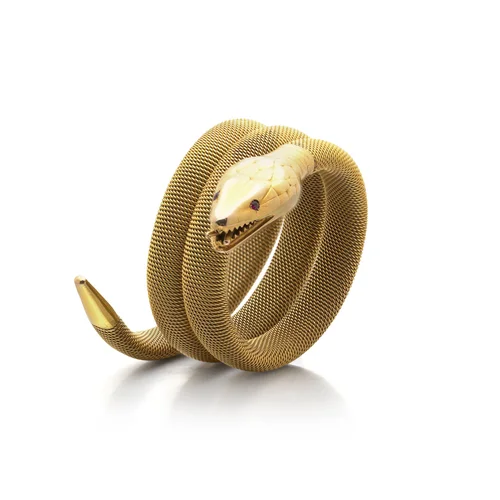 Antique 18KT Gold Serpent Coil Bracelet with Ruby Eyes