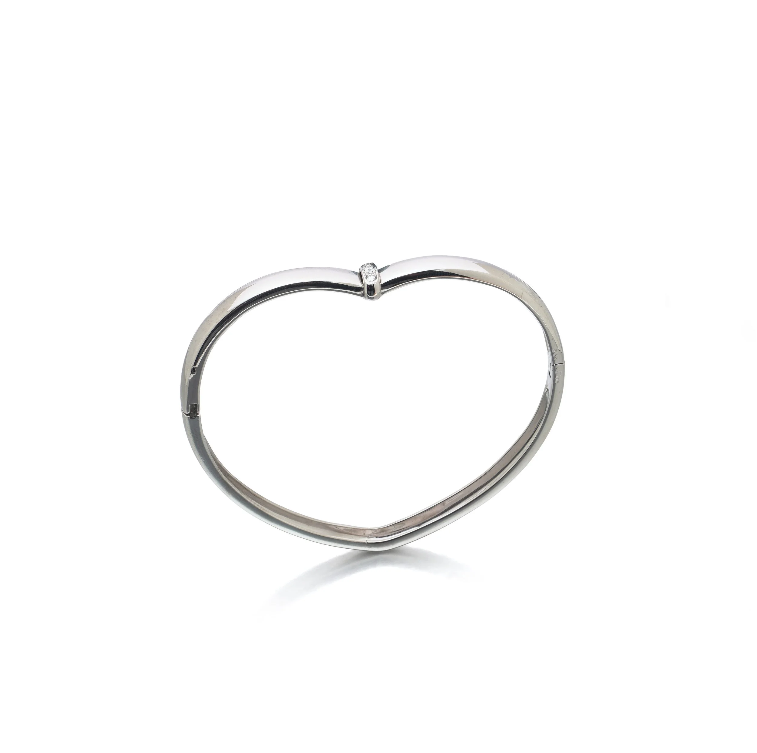 Piaget 18KT White Gold Diamond Heart Bangle, 1997