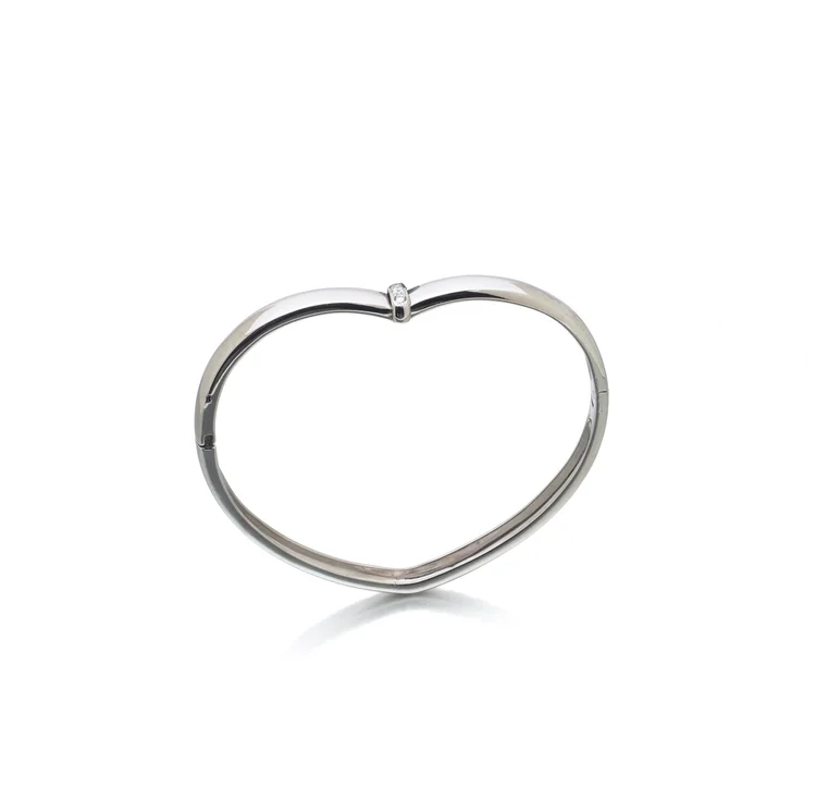 Piaget 18KT White Gold Diamond Heart Bangle, 1997