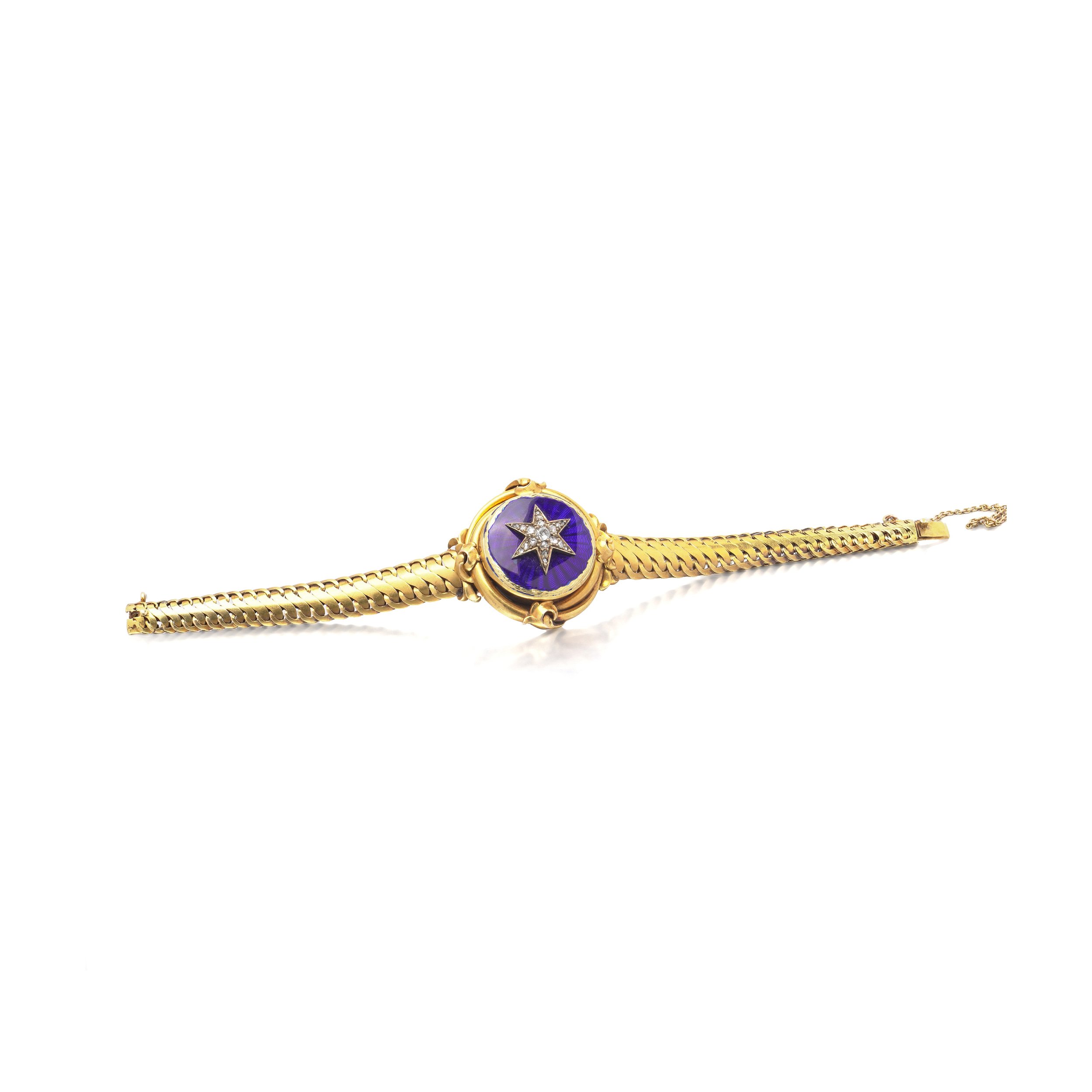 Victorian-Gold-Blue-Enamel-Diamond-Star-Bracelet-04-view4-Mozeris-Fine-Antiques.jpg