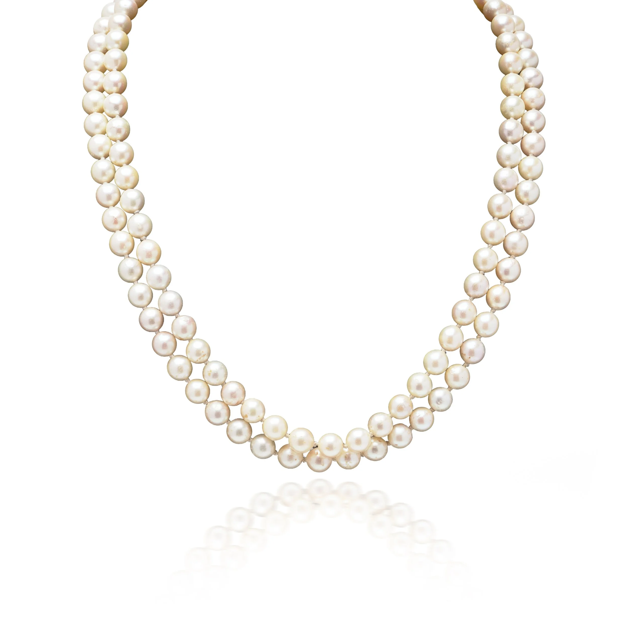 Cultured-Pearl-Double-Strand-Necklace-with-Gold-Clasp-01-view1-Mozeris-Fine-Antiques.jpg