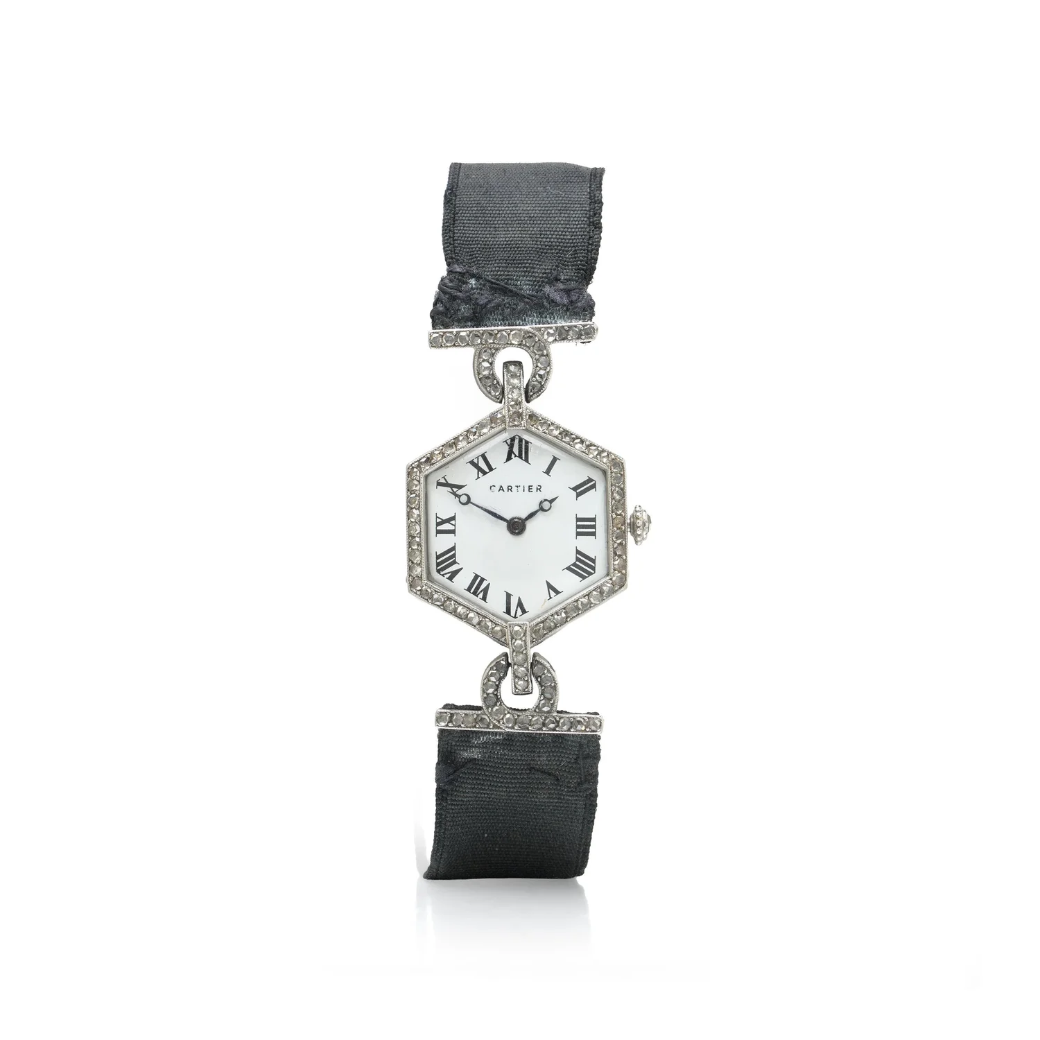 Cartier Paris hexagonal platinum and diamond wristwatch, circa 1913