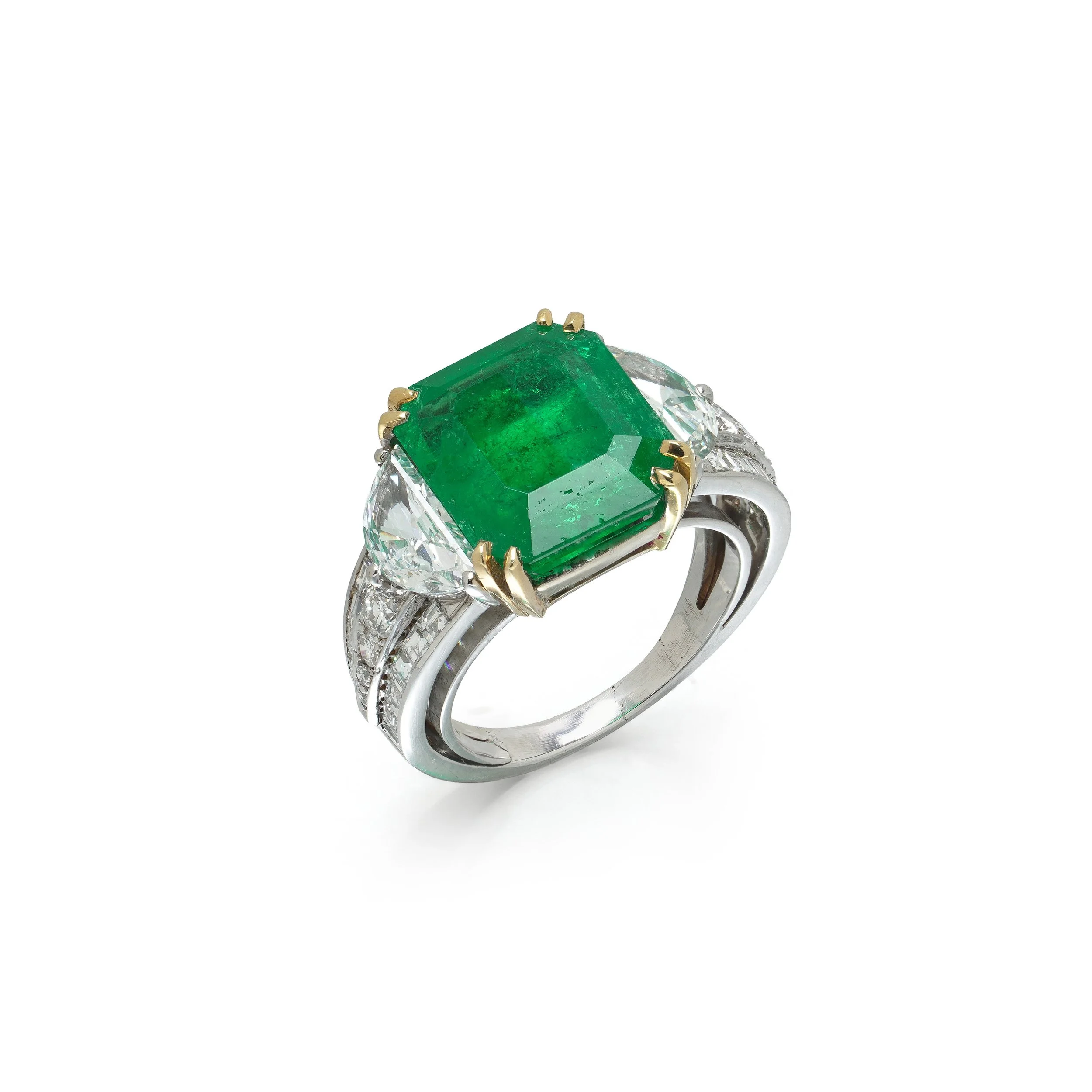 Colombian Emerald and Diamond Ring, 18KT White Gold