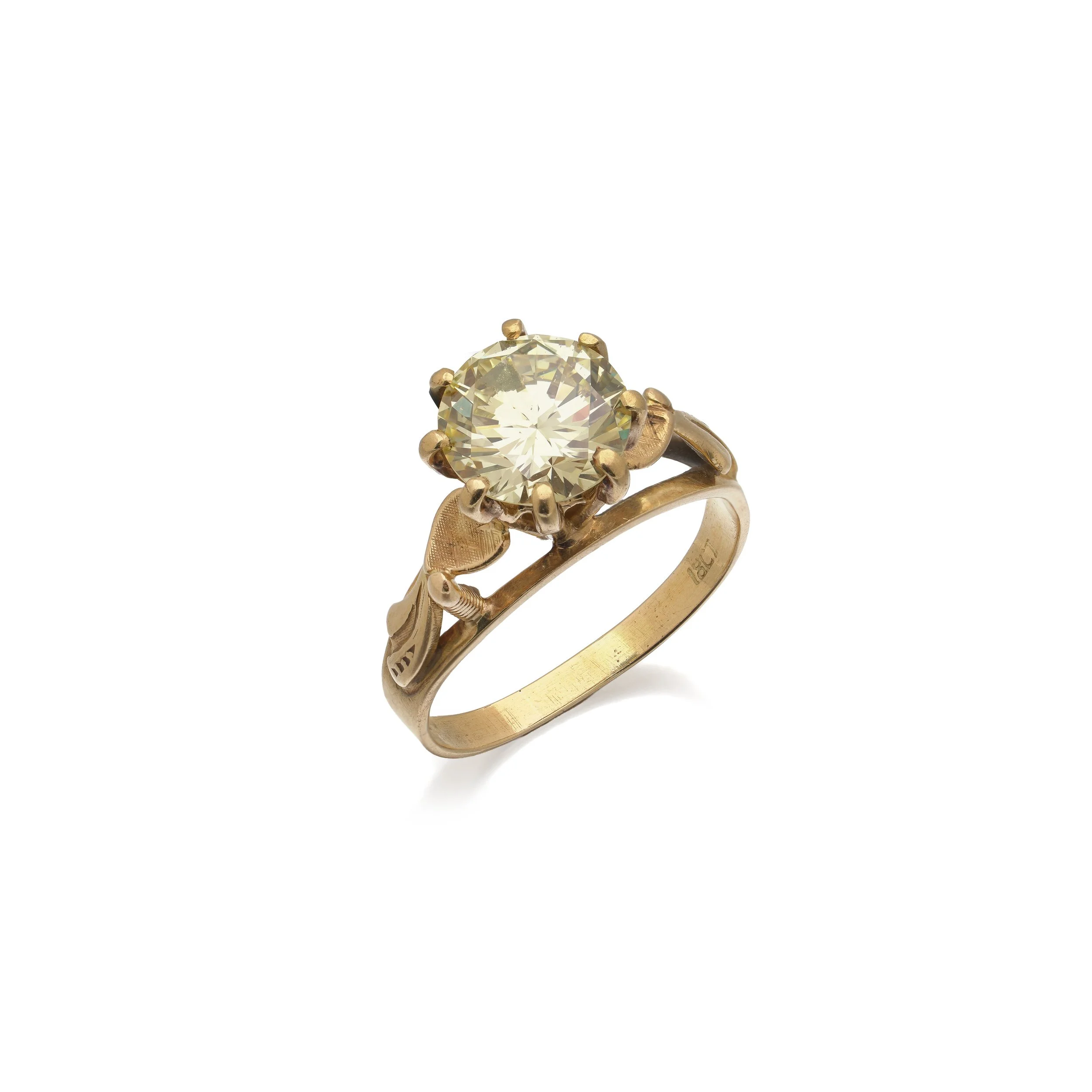 Yellow Diamond Solitaire Ring, 2.20 ct, 18KT Gold