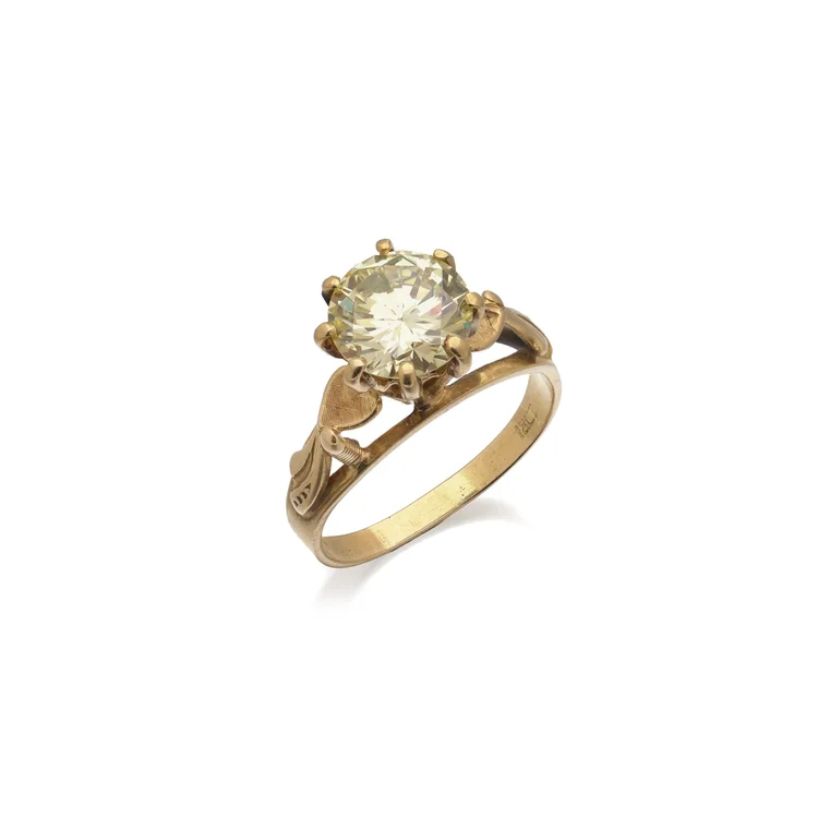 Yellow Diamond Solitaire Ring, 2.20 ct, 18KT Gold