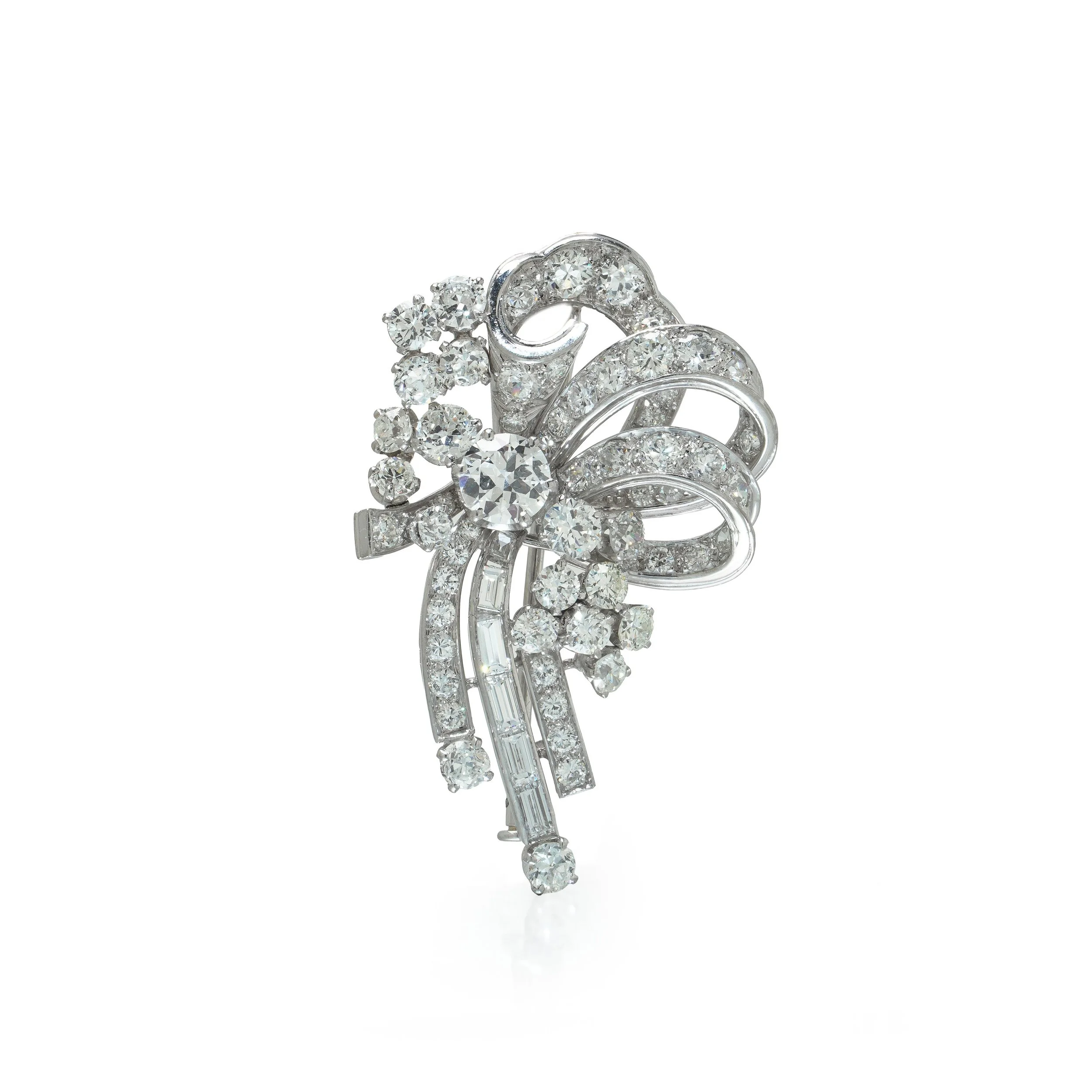 Diamond Spray Brooch, Platinum, Circa 1950s