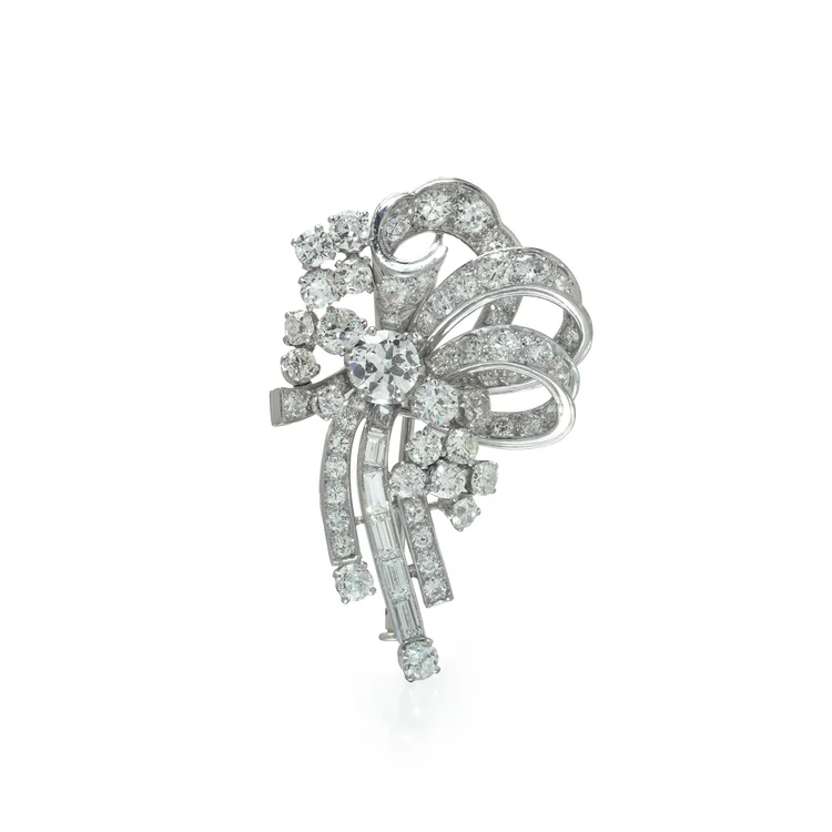 Diamond Spray Brooch, Platinum, Circa 1950s