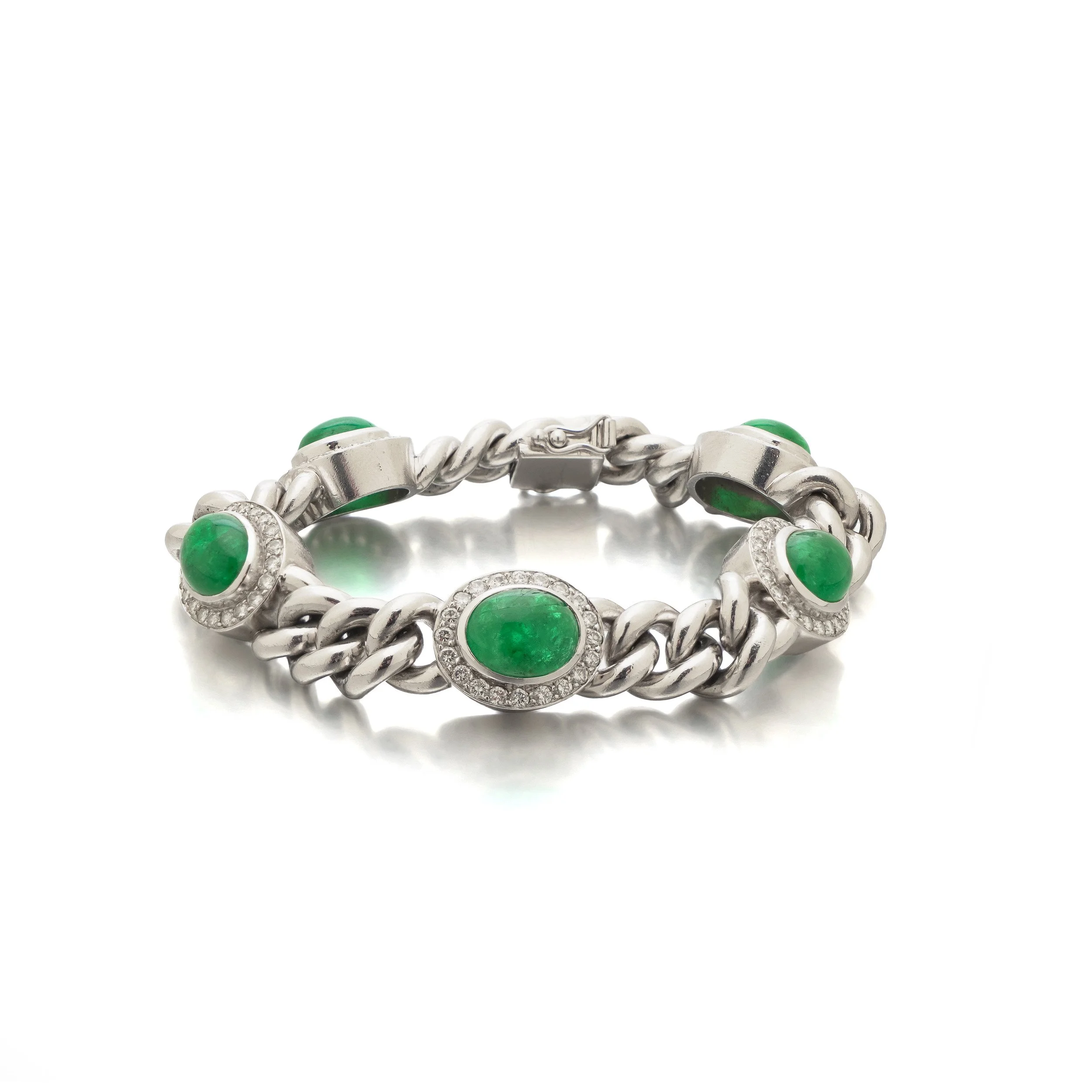 Natural-Emerald-Cabochon-and-Diamond-Curb-Link-Bracelet-18KT-White-Gold-03.jpg