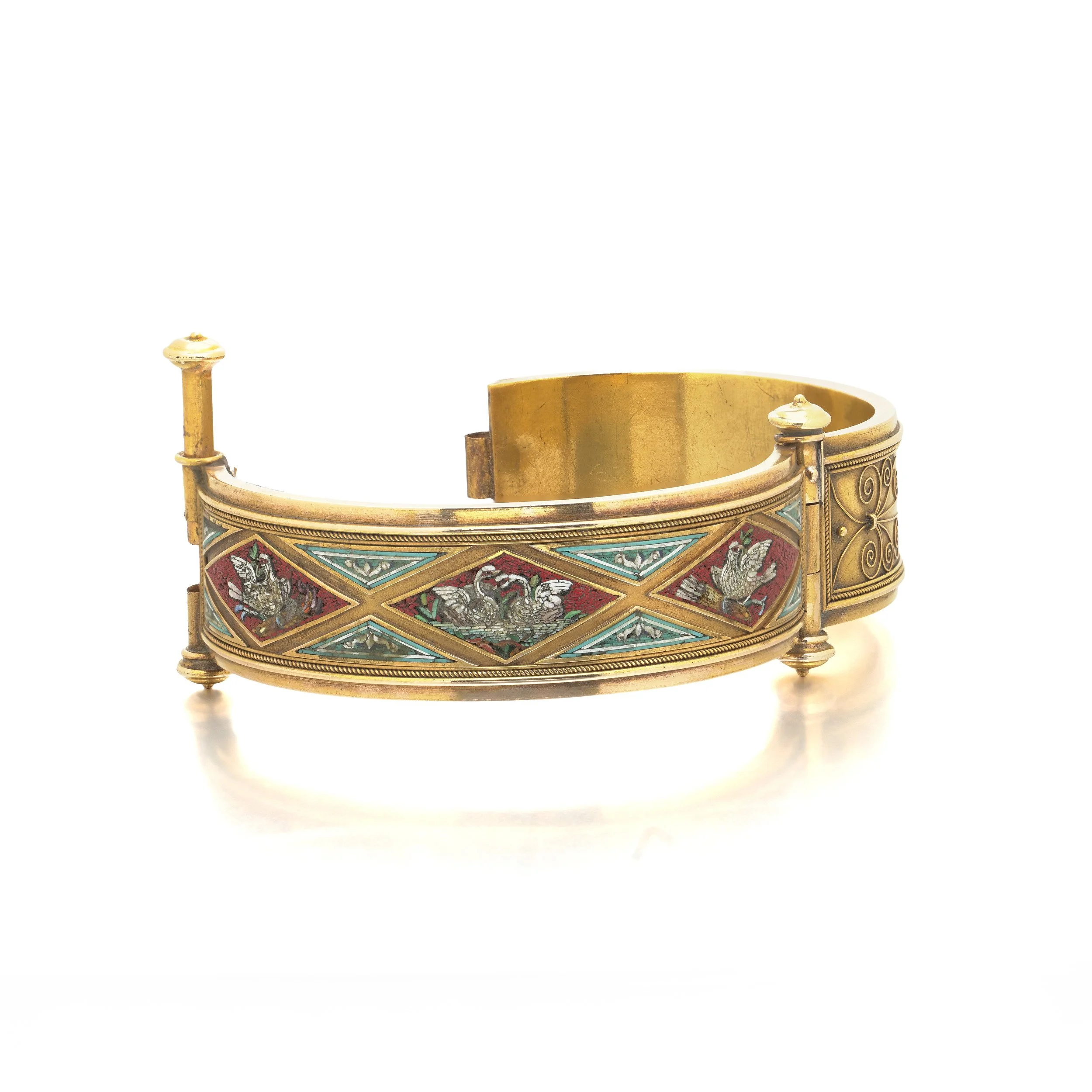 Antique-19th-Century-Italian-Micromosaic-21KT-Gold-Bangle-Swans-and-Doves-03.jpg