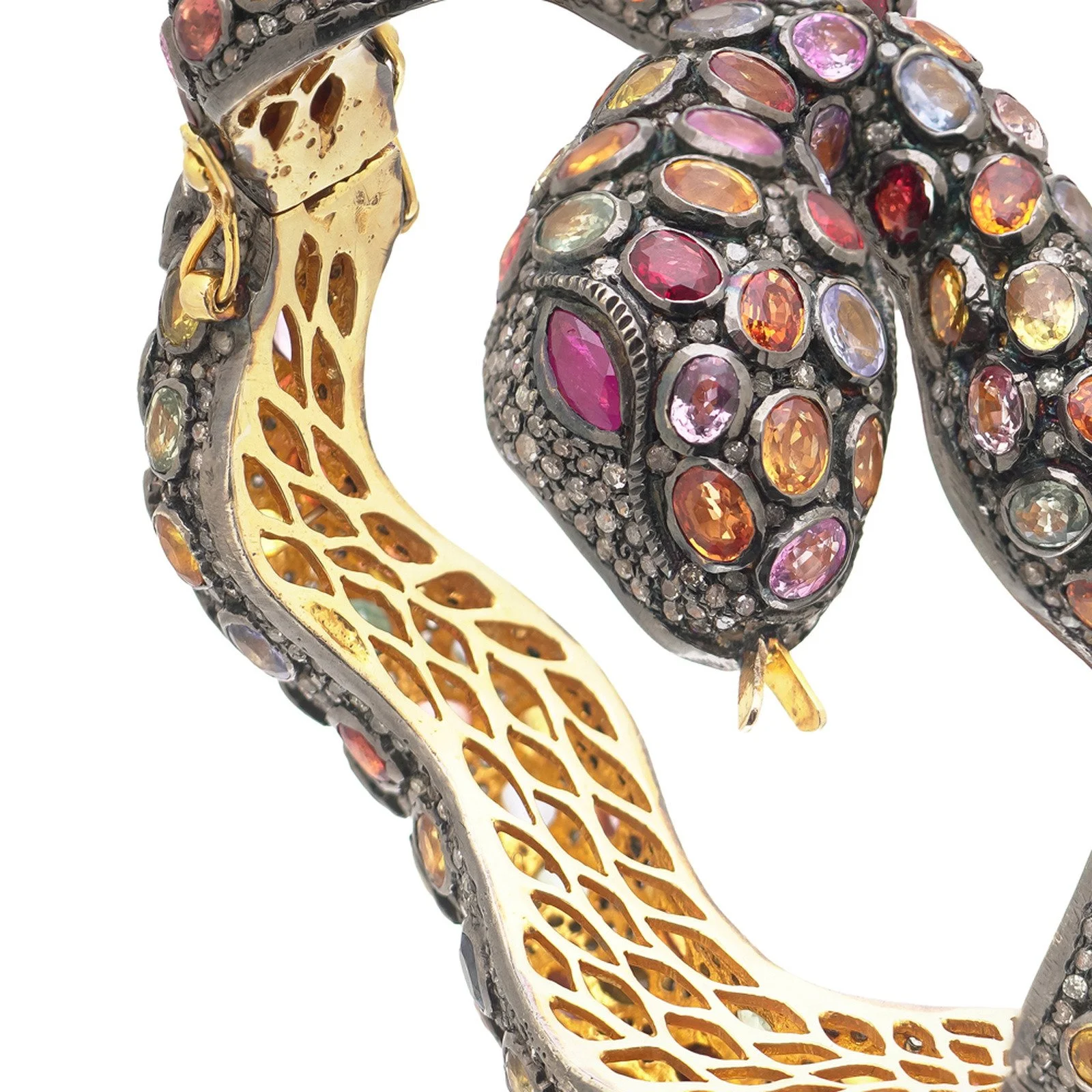 Serpent-Bangle-in-Silver-and-Silver-Gilt-Multi-Coloured-Sapphires-and-Rose-Cut-Diamonds-05-detail-gold-gallery.jpg