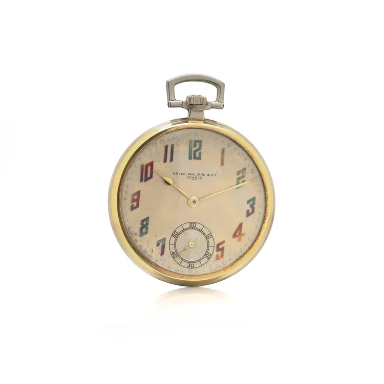 Patek Philippe 18KT Gold Open Face Pocket Watch, Enamel Breguet Numerals, 1925