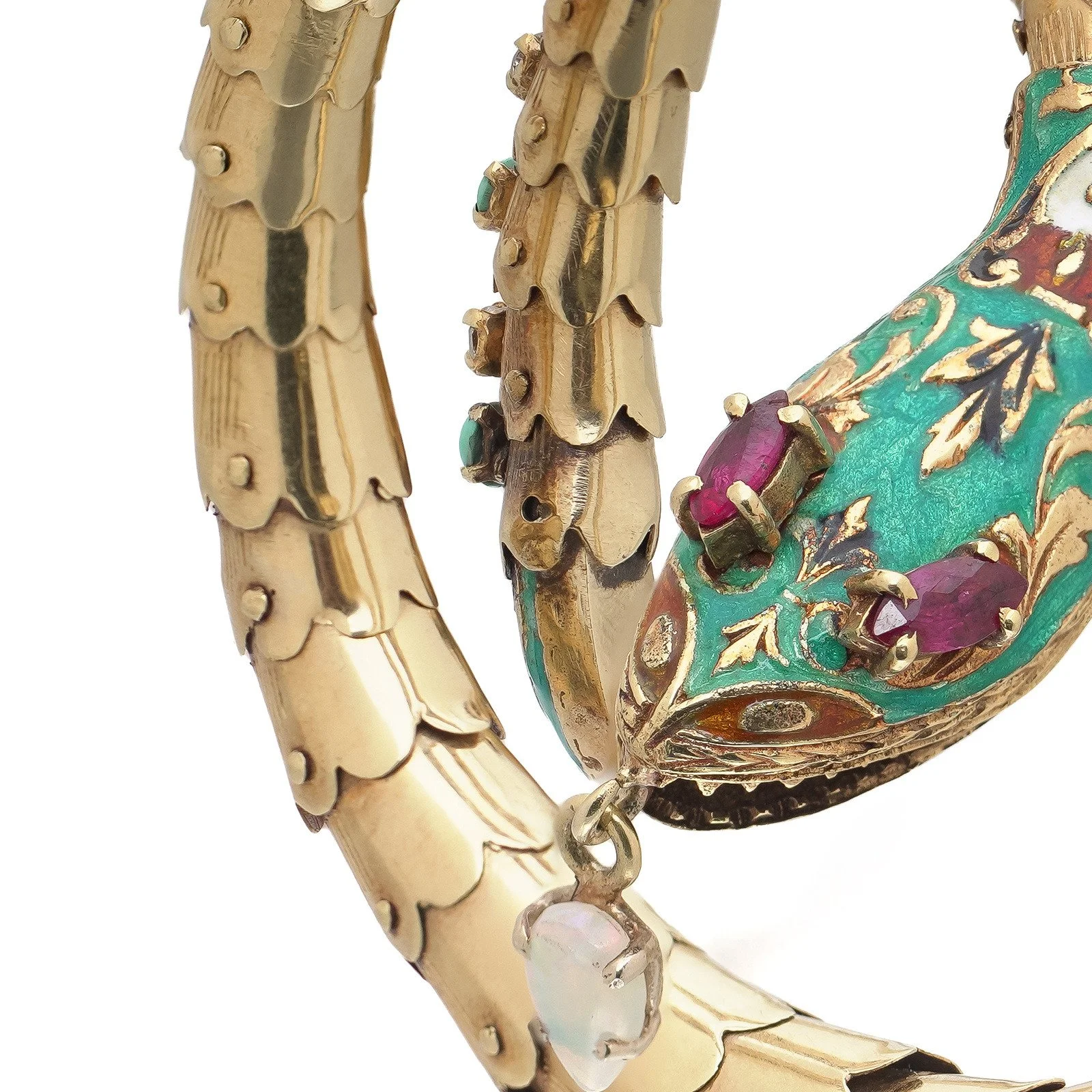 Vintage-14KT-Gold-Serpent-Bracelet-Opal-and-Diamond-03-detail-enamel-head.jpg