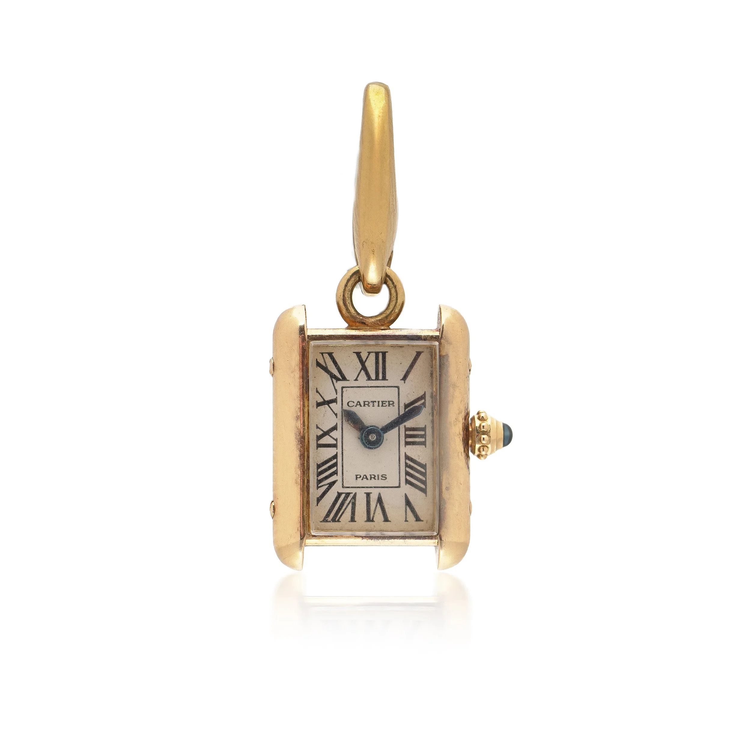 Cartier Paris 18KT Gold Miniature Tank Watch Charm Pendant, Original Box
