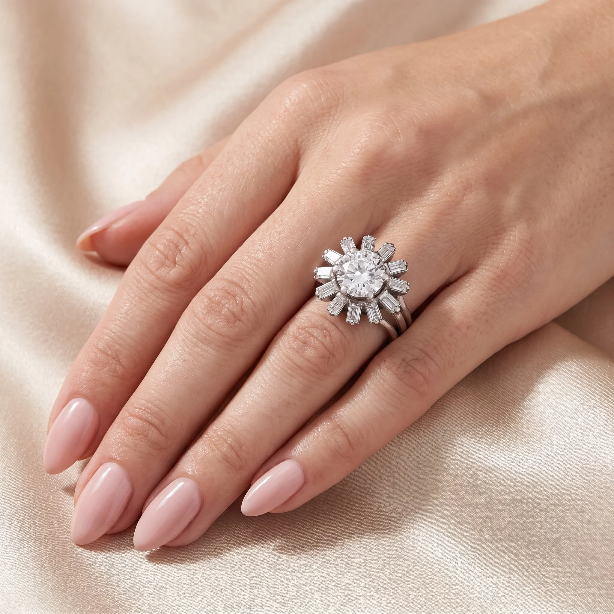 1950s-Platinum-Diamond-Cluster-Ring-1-33-Carat-Centre-with-Baguettes-08-worn-on-hand.jpg
