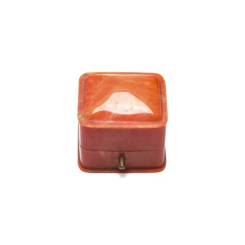 Vintage Bravingtons Ring Box, Orange Marbled Case, London