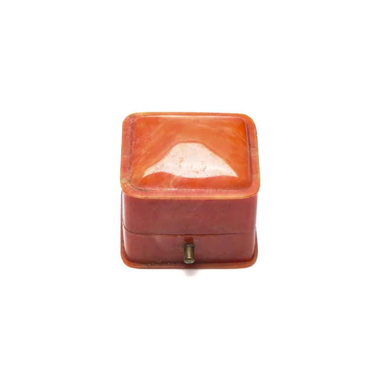 Vintage Bravingtons Ring Box, Orange Marbled Case