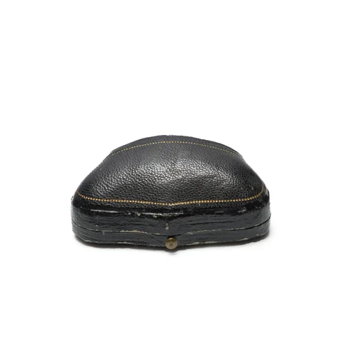 Antique 19th Century Brooch or Double Clip Presentation Box, Black Leather