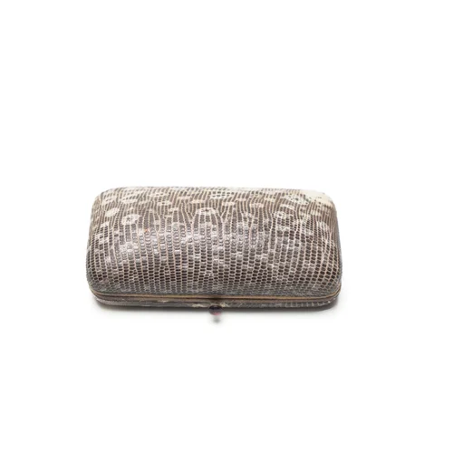 Vintage A. Stowell & Co. Boston Cufflink Box, Lizard Skin