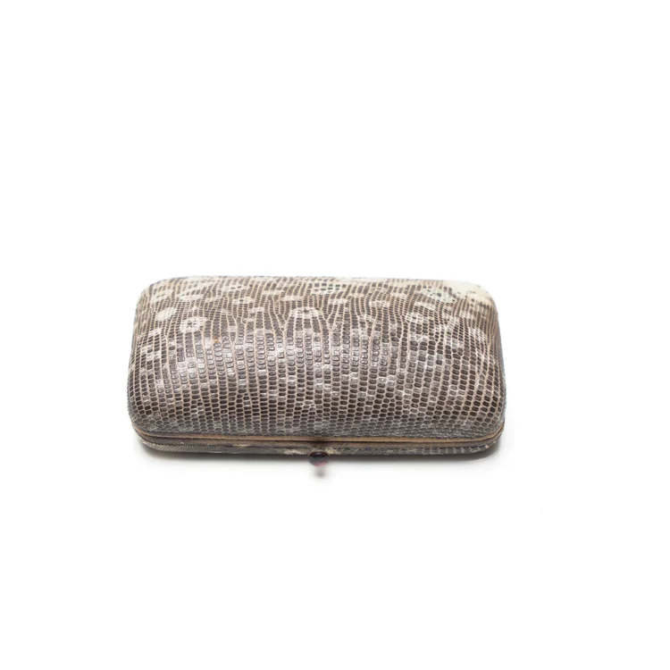 Vintage A. Stowell & Co. Boston Cufflink Box, Lizard Skin