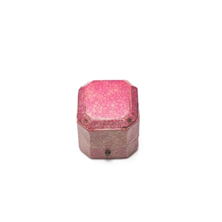 Vintage James Walker The London Jeweller Pink Ring Box, Octagonal