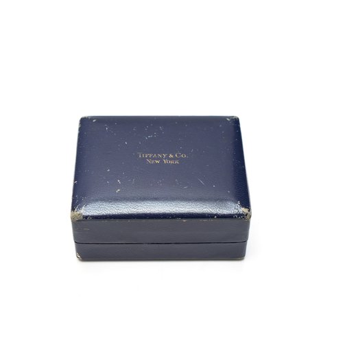 Antique Tiffany & Co. Earring Box, New York, Navy Leather