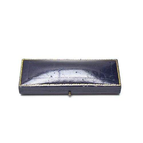 Antique Reid & Sons Brooch Box, Newcastle, Navy Leather