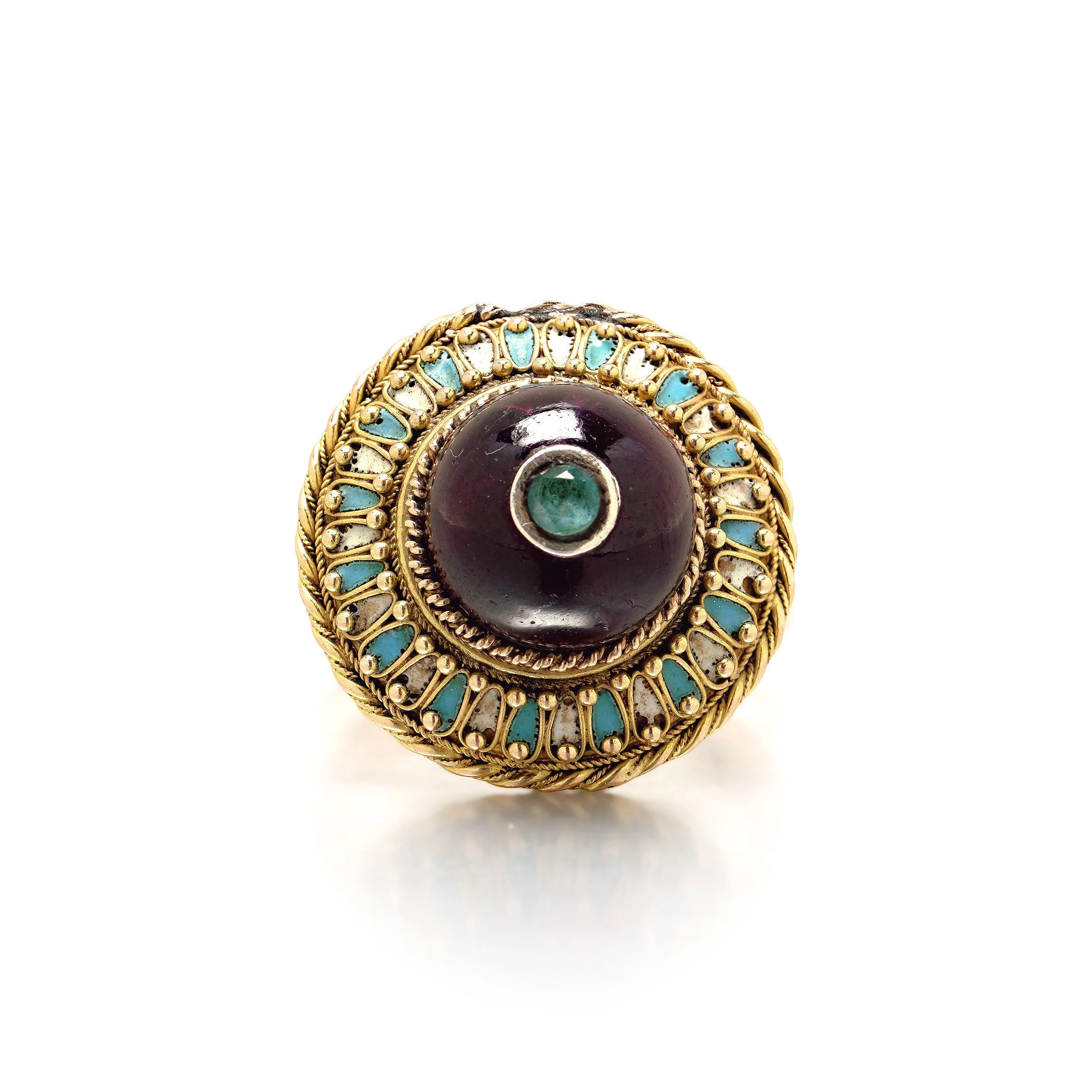 9kt-gold-cabochon-amethyst-and-enamel-cluster-ring-turquoise-and-white-01-128.jpg