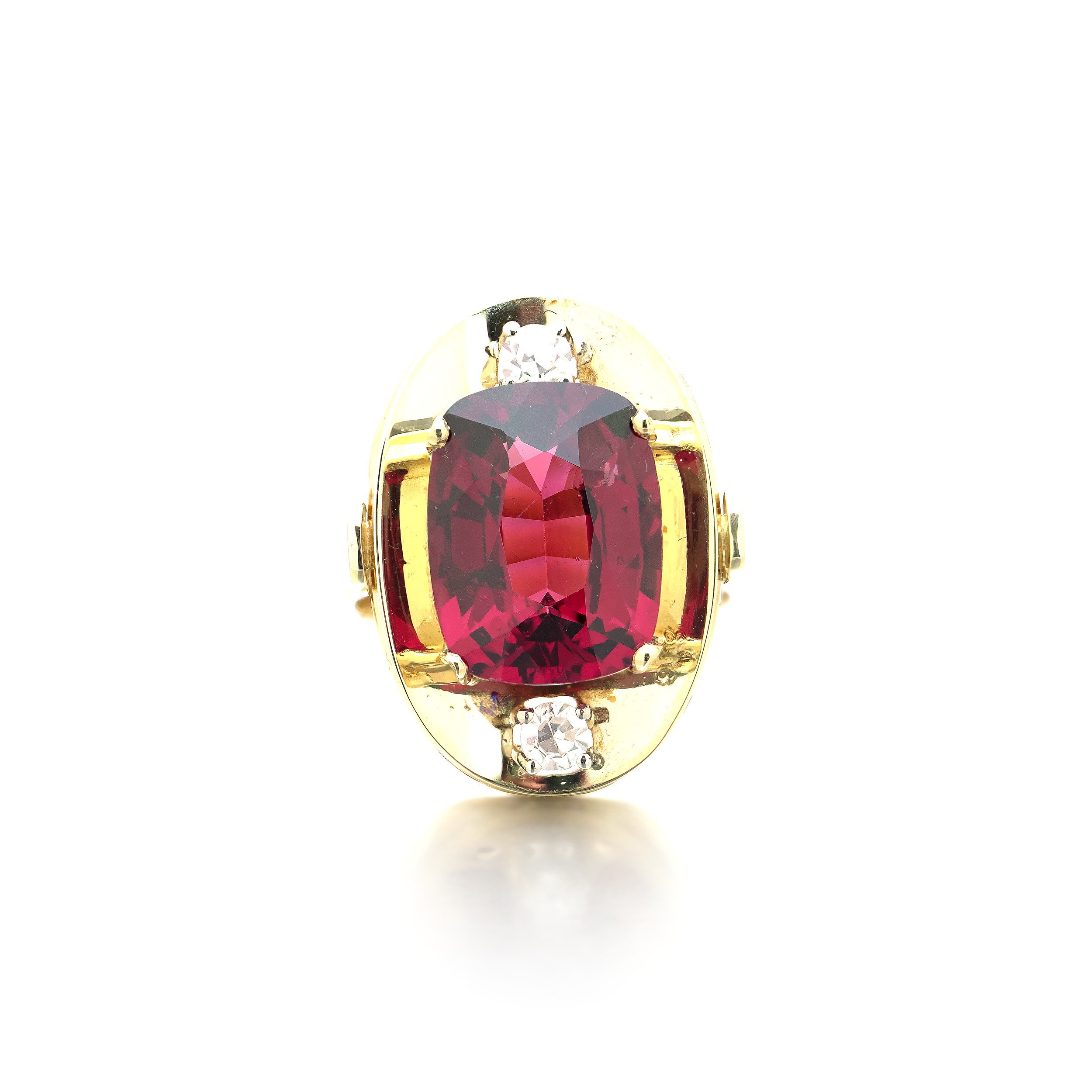 14KT Gold 4.30 ct Pink Tourmaline and Diamond Cocktail Ring