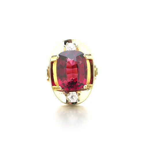 14KT Gold 4.30 ct Pink Tourmaline and Diamond Cocktail Ring