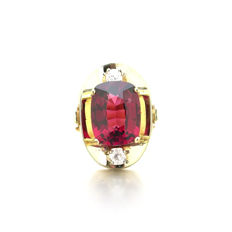 14KT Gold 4.30 ct Pink Tourmaline and Diamond Cocktail Ring
