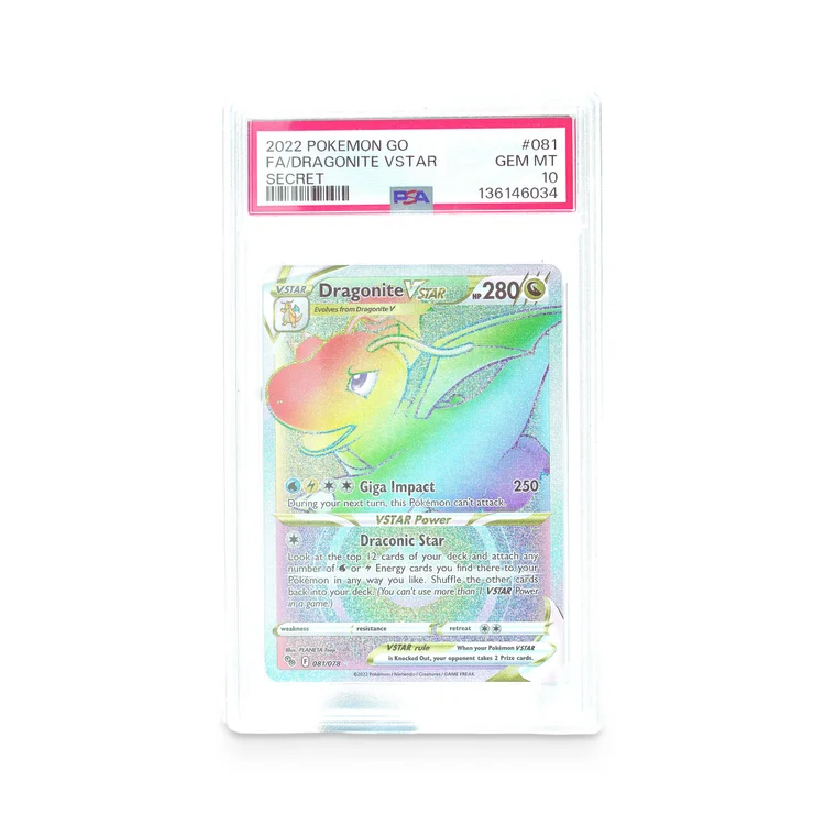 Dragonite VSTAR Rainbow Secret Rare PSA 10 Gem Mint, 2022 Pokemon GO #081