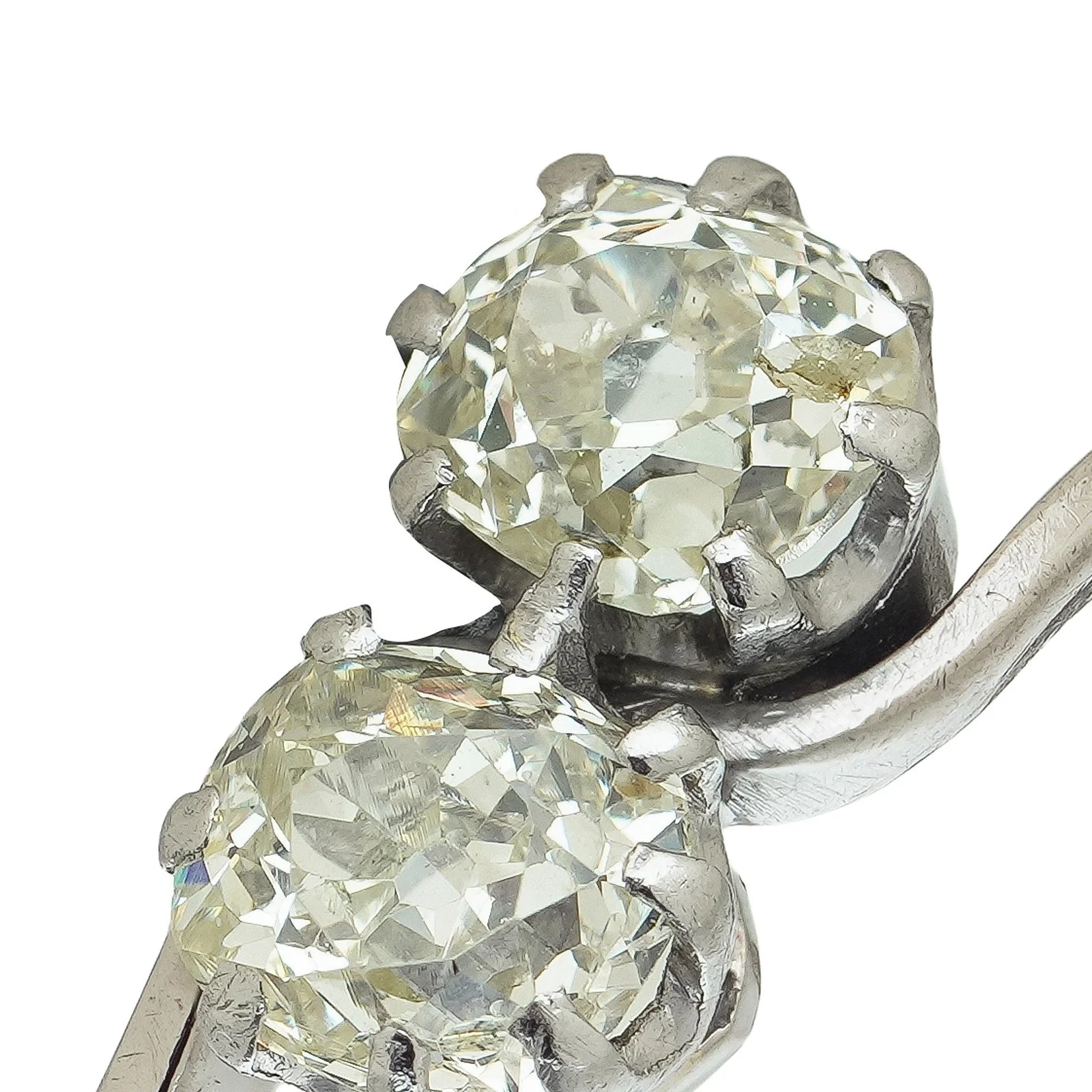 Antique 18KT Gold and Platinum Toi et Moi Old European Cut Diamond Ring, 0.80 ct, close-up 2