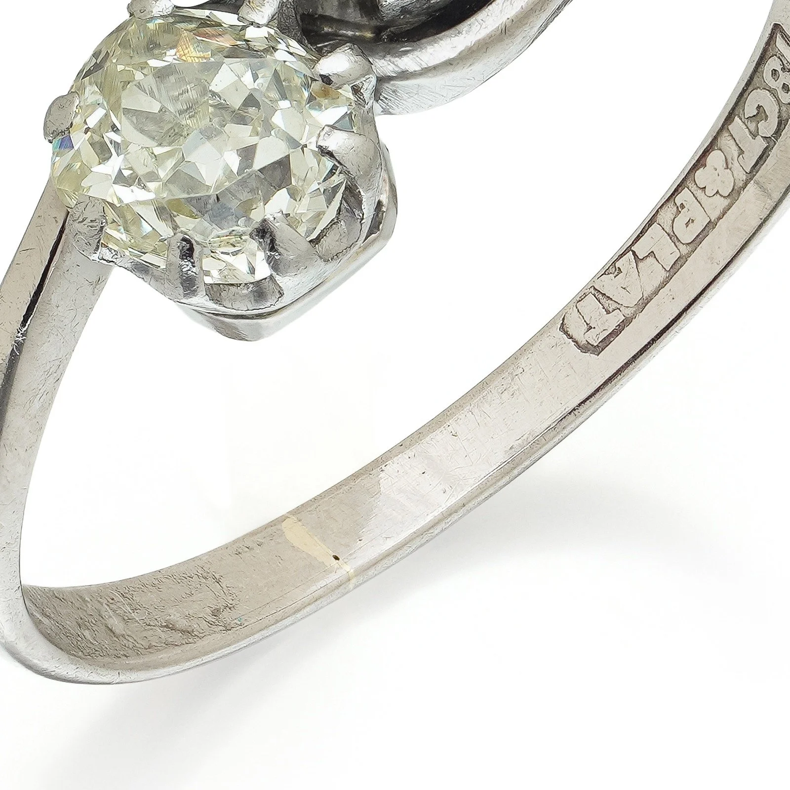 Antique 18KT Gold and Platinum Toi et Moi Old European Cut Diamond Ring, 0.80 ct, close-up 5