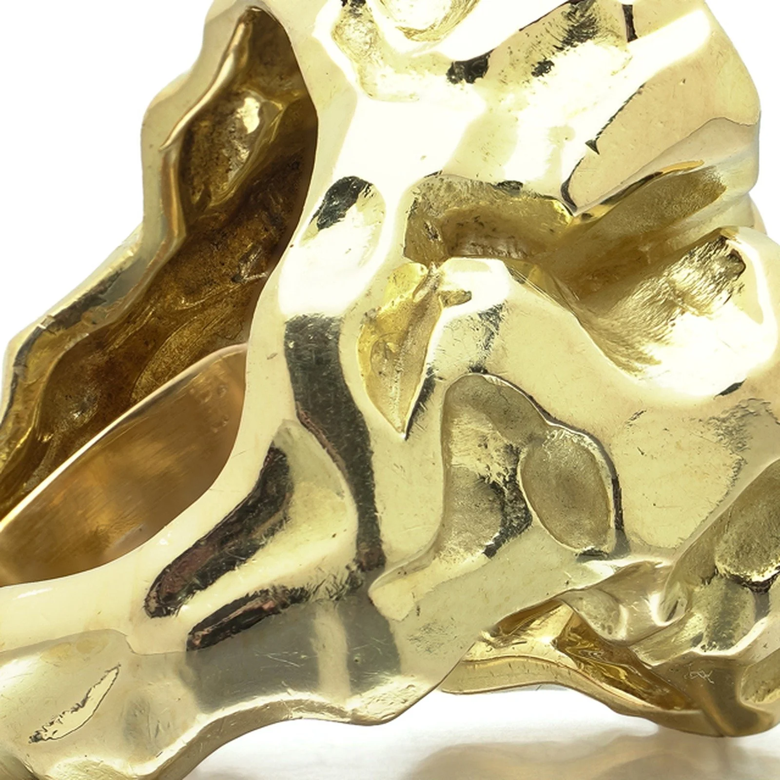 Textured 18KT Gold Pavé Diamond Bombé Cocktail Ring, 1.20 ct, close-up 4