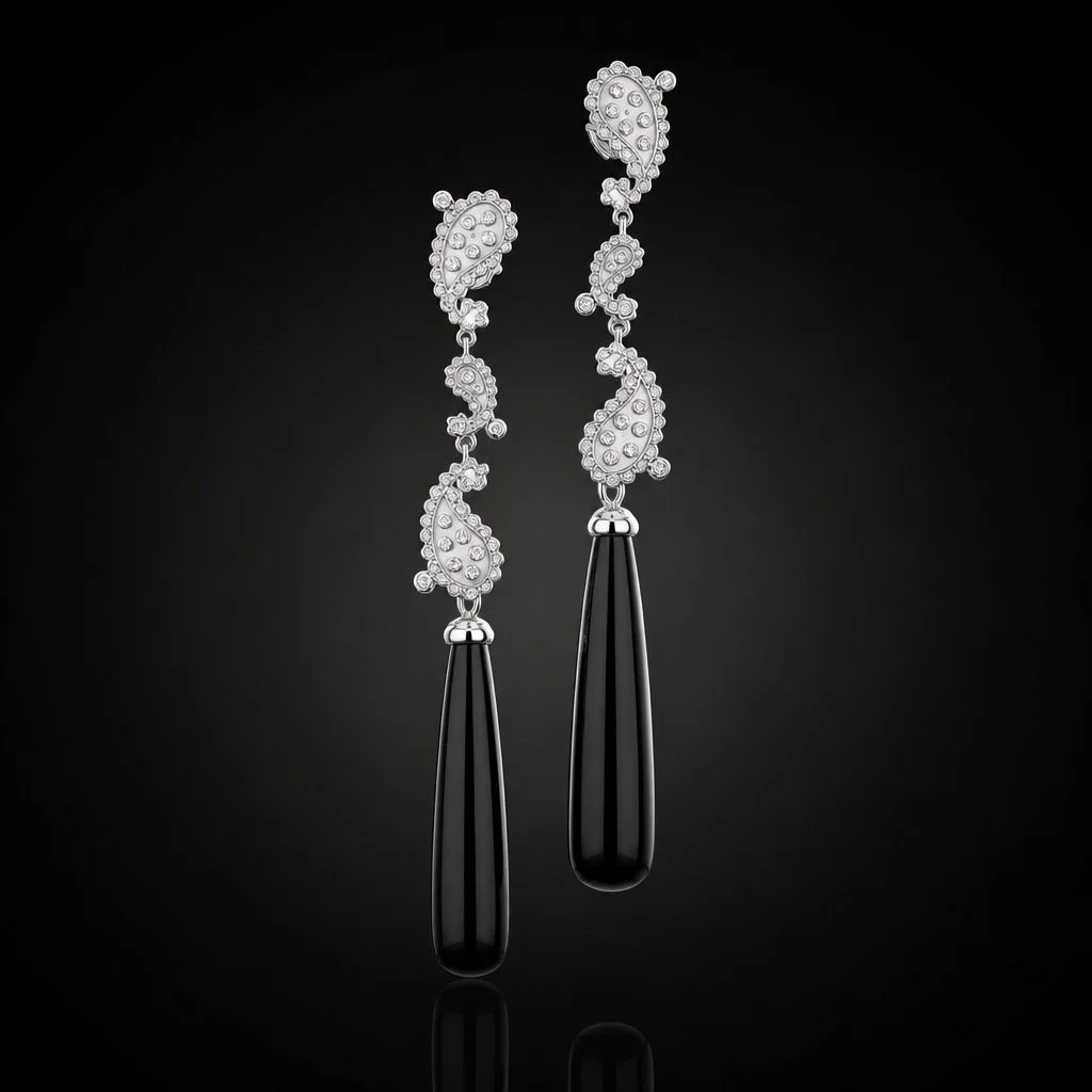 Carrera y Carrera 18KT White Gold Day & Night Earrings with Onyx Drops