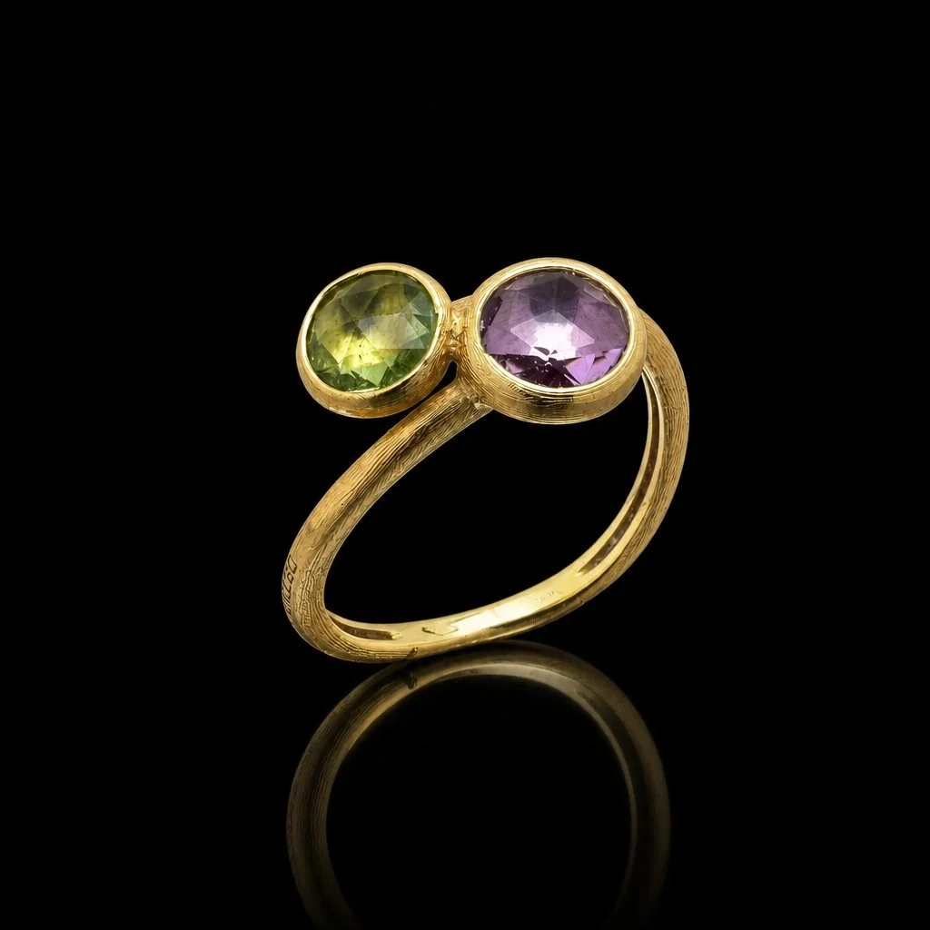 Marco Bicego Jaipur 18KT Gold Amethyst & Green Tourmaline Ring
