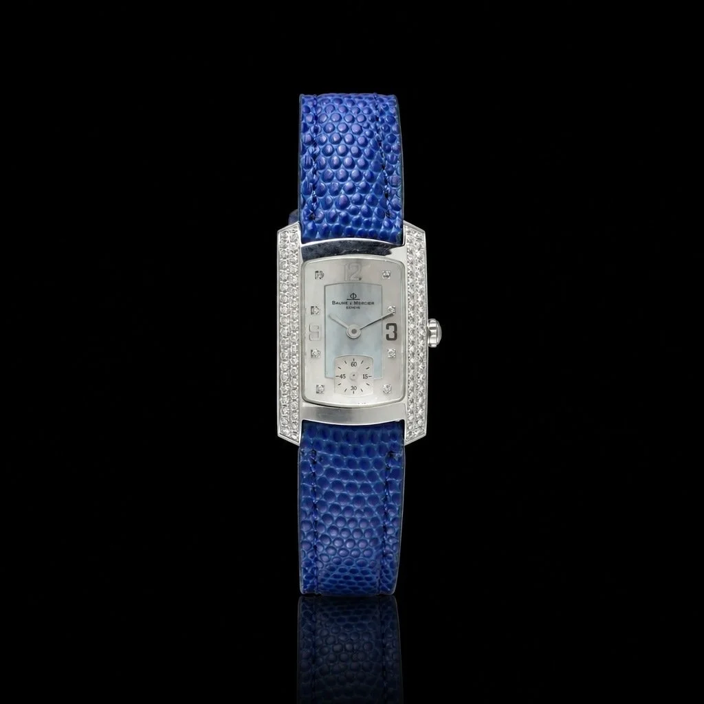 Baume & Mercier Hampton Milleis 18KT White Gold Diamond Ladies Watch Ref. 65335, Mother of Pearl Dial