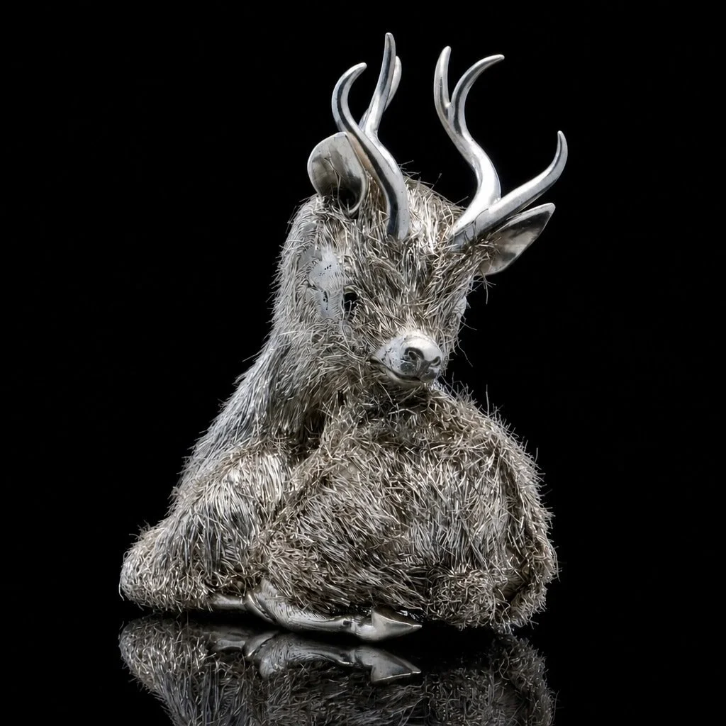 Mario Buccellati Sterling Silver Fallow Deer Figurine, Italy, 1950s