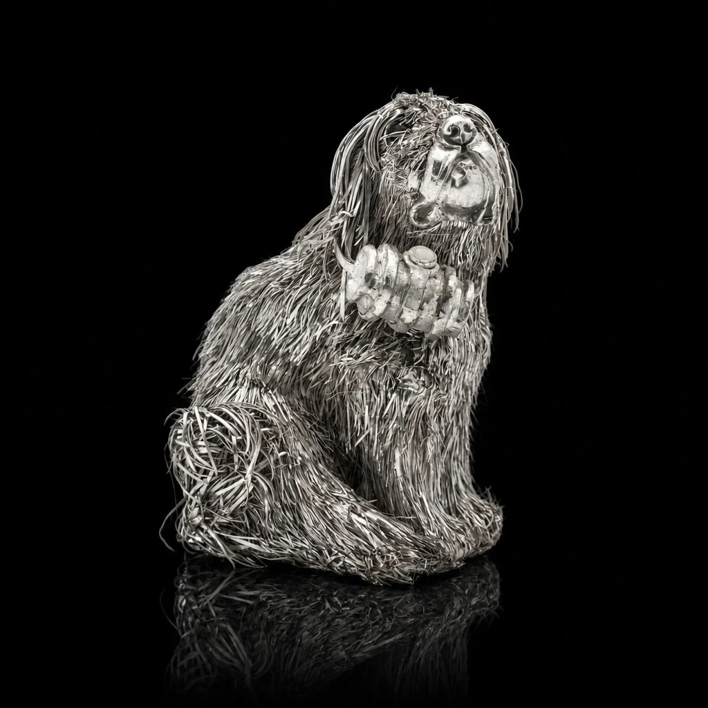 Mario Buccellati Italian sterling silver St Bernard's dog figurine.