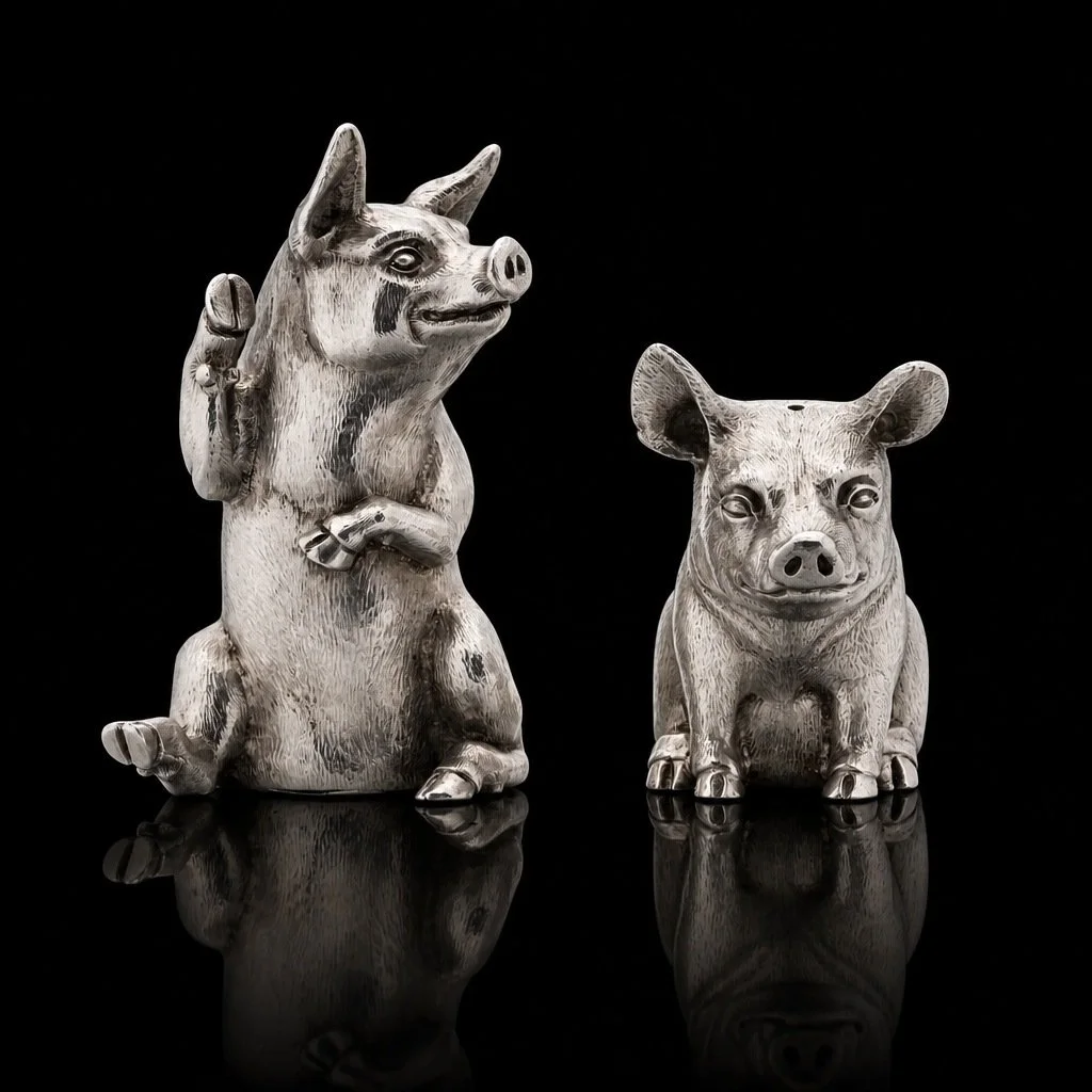 Novelty salt and pepper shakers in a shape of a pigs