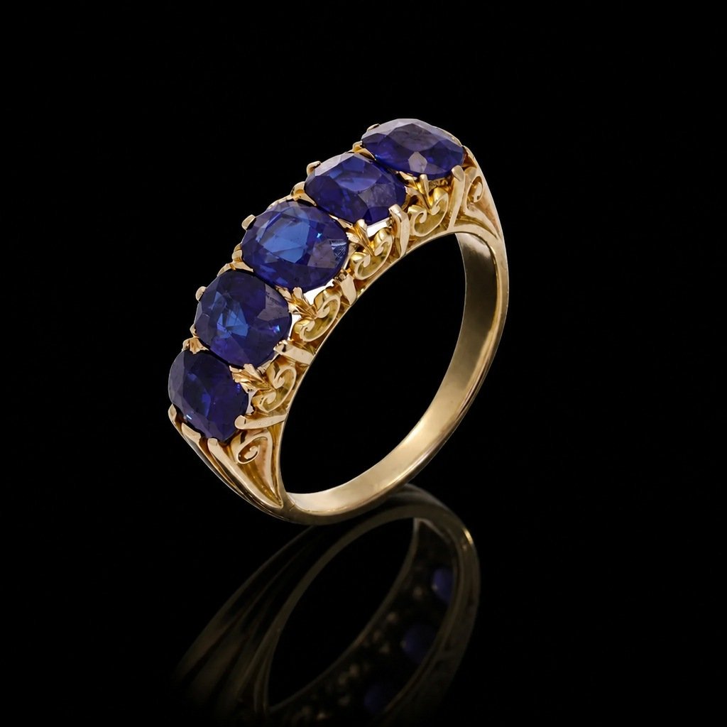 Victorian 15KT Gold Five-Stone Sapphire Ring