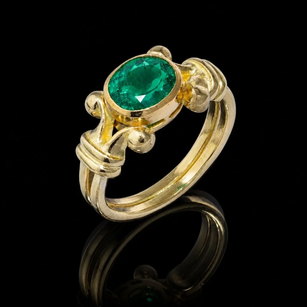 Theo Fennell 18KT Gold Ring with 1.50ct Oval-Cut Emerald