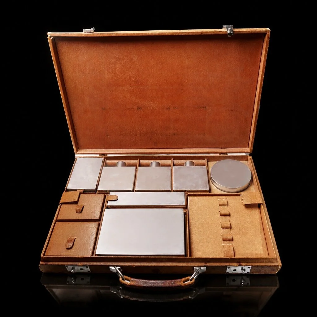 Cartier Sterling Silver Gentlemans Fitted Leather Vanity Case