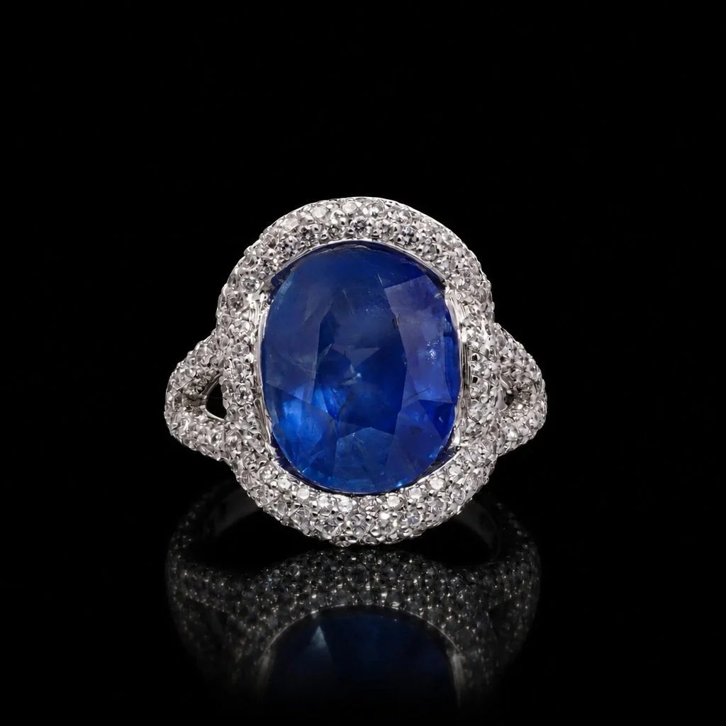 Mauboussin 18KT Gold Ring with 8.56 ct. Unheated Burma Sapphire & Diamonds