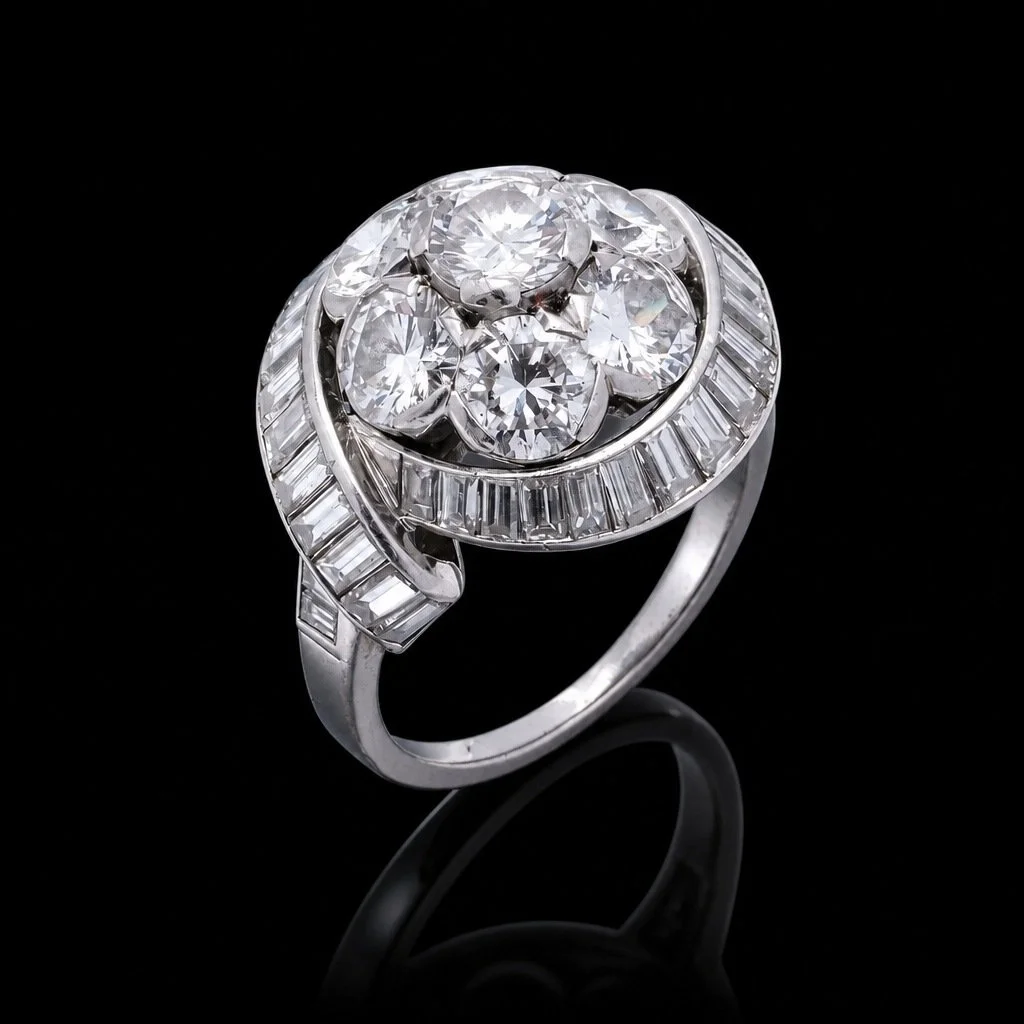 Van Cleef & Arpels Platinum Ring with 4.2KTs of diamonds.