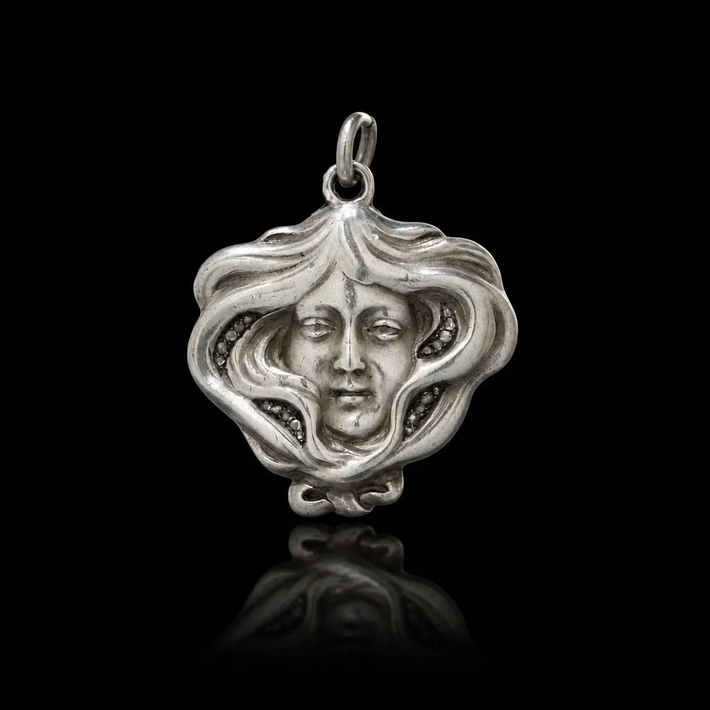 Russian Faberge Art Nouveau Silver Pendant