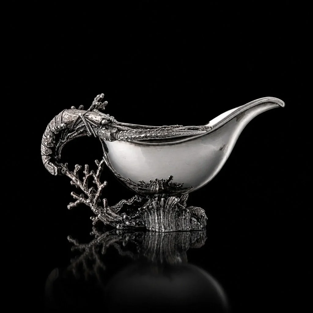 Giovanni Raspini Silver Lobster & Coral Gravy Boat Dish