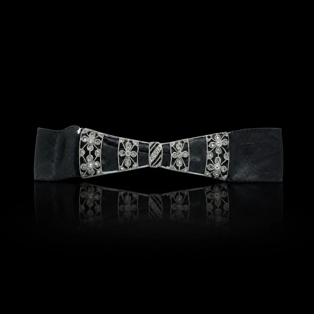 Cartier Art Deco Platinum Rose Cut Diamond Bow Brooch