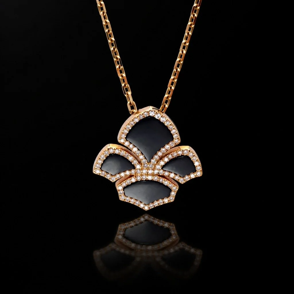 Chatila Onyx & Diamond Pendant Necklace, 18KT Gold